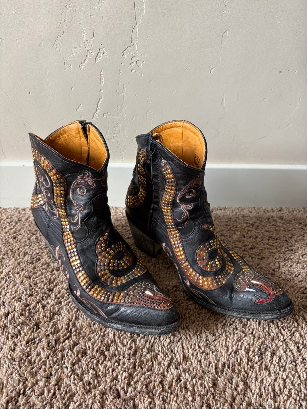 Old Gringo Snake Zipper Cowboy Boots L1177-1, Women's Size 9.5, Black